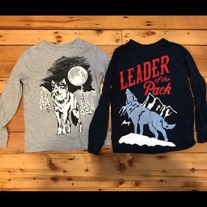 Lands End boys long sleeve S(8) Lot of 2, wolf